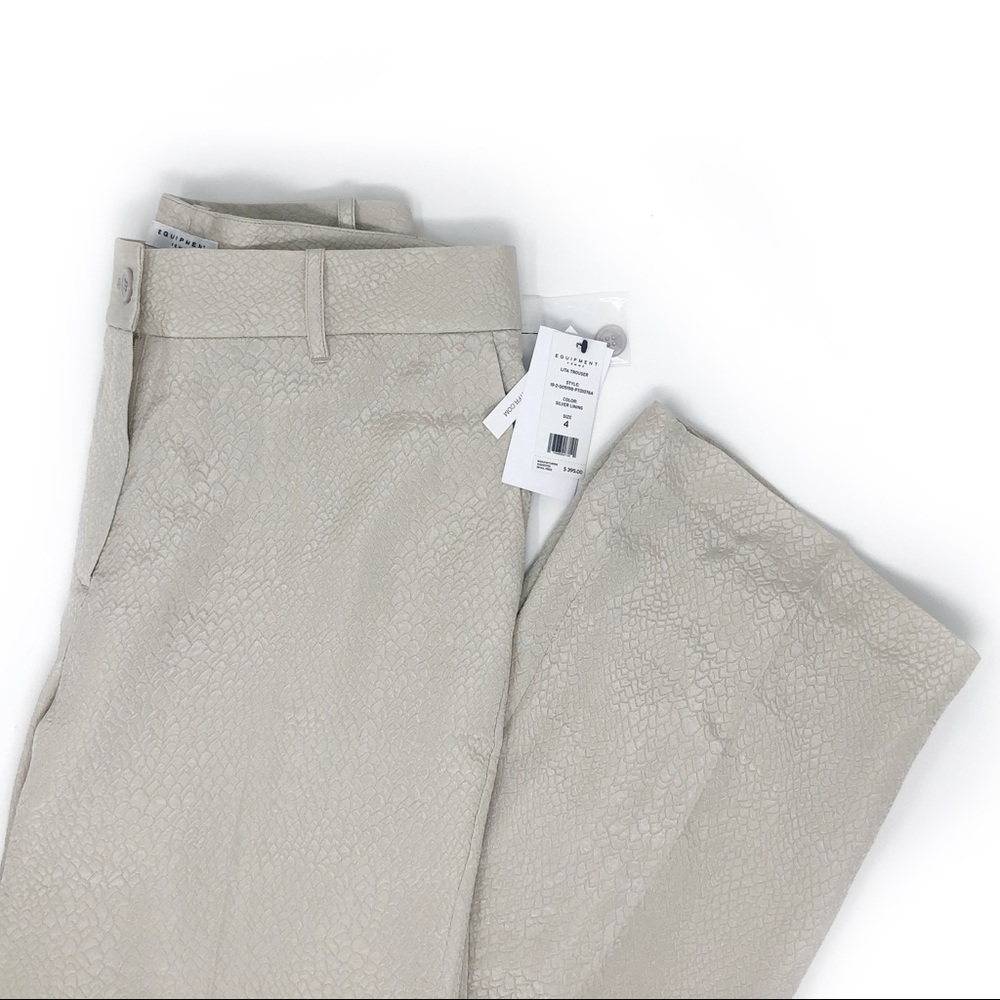 EQUIPMENT Lita Trousers Silk Pants Wide Embossed 4 - Picture 2 of 6
